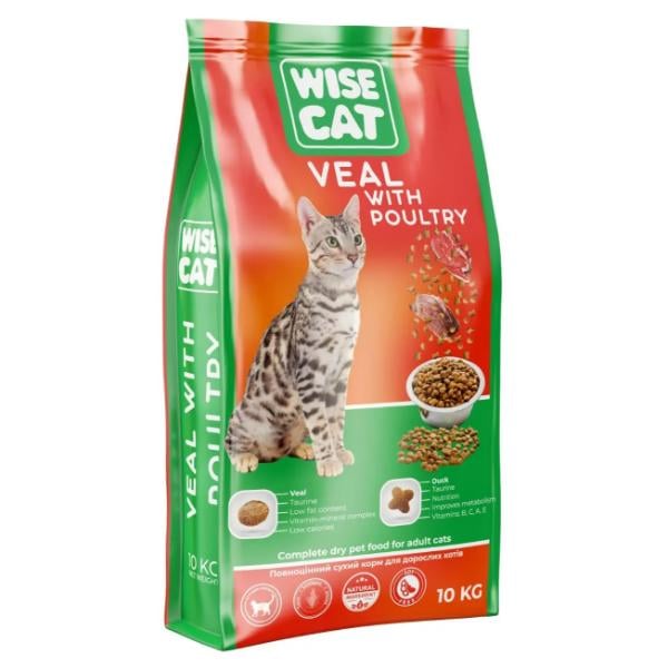Корм для котів Wise Cat Veal With Poultry телятина з домашньою птицею 33/13 10 кг (000024498)