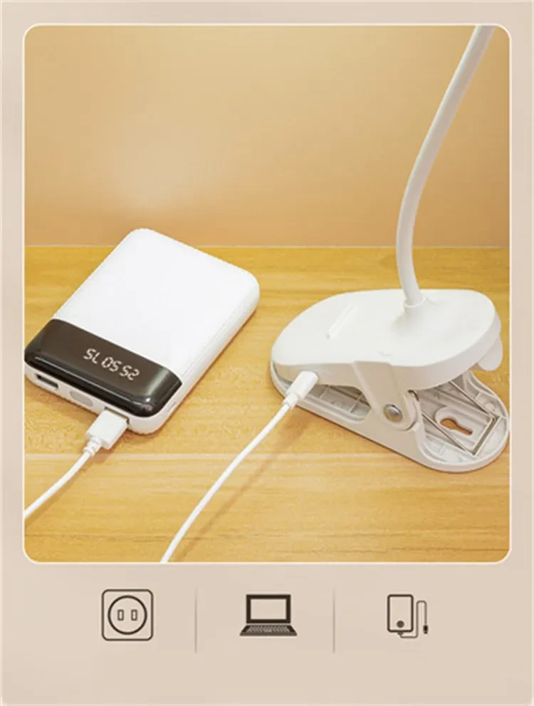 Лампа аккумуляторная LED на прищепке Li-ion 900 mAh с подставкой под смартфон USB Белый (1971851287) - фото 5 Лампа аккумуляторная LED на прищепке Li-ion 900 mAh с подставкой под смартфон USB Белый (1971851287) - фото 5