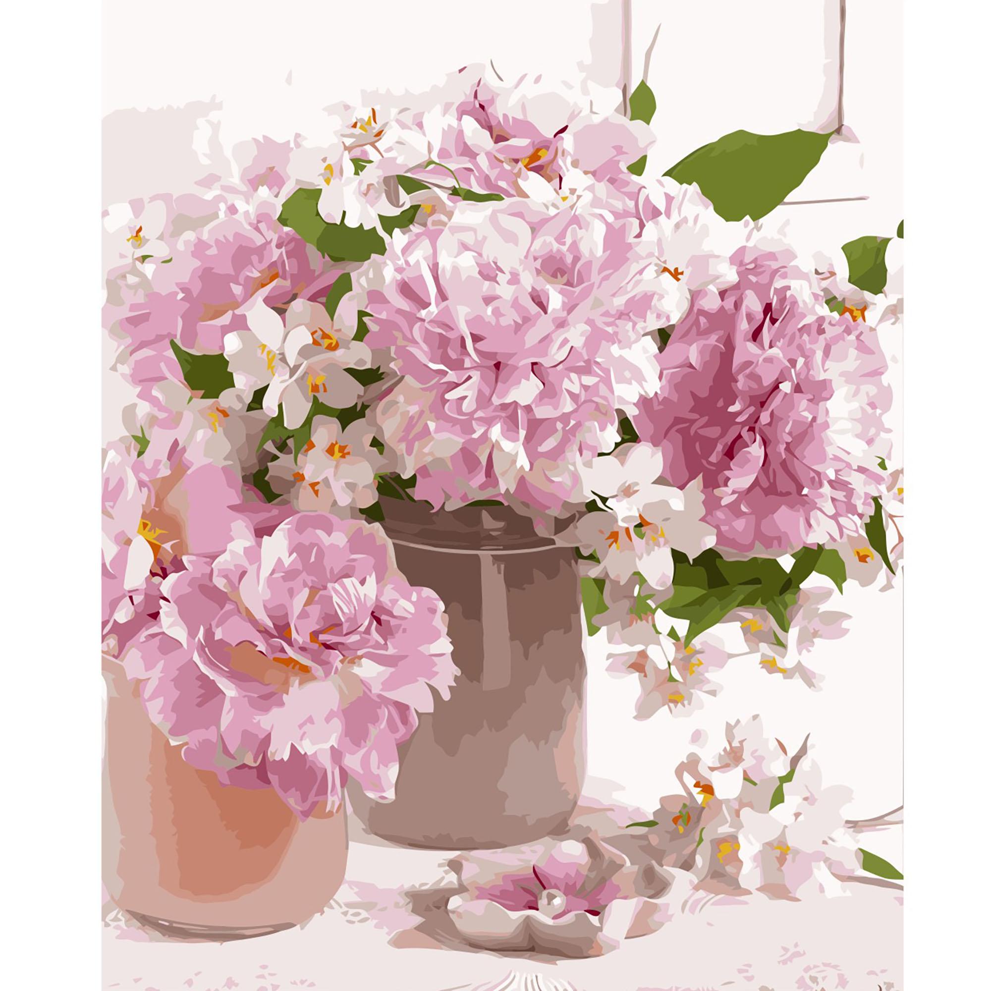 Картина по номерам Strateg Нежные розовые пионы 40x50 см (VA-2523)