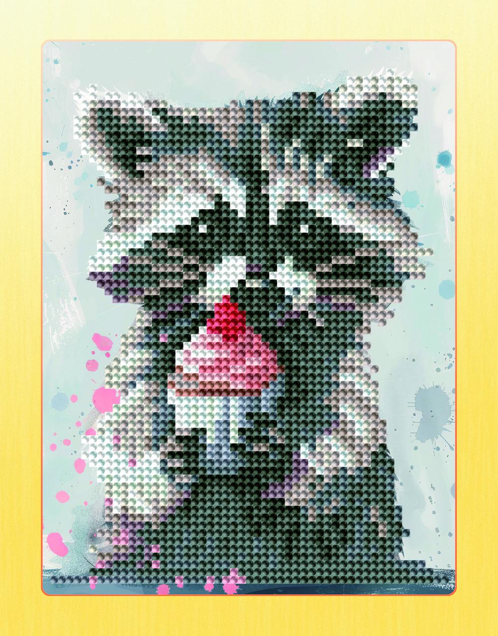 Алмазная мозаика Brushme DM3008 Енот с капкейком 17x22,5 см (2447168516)