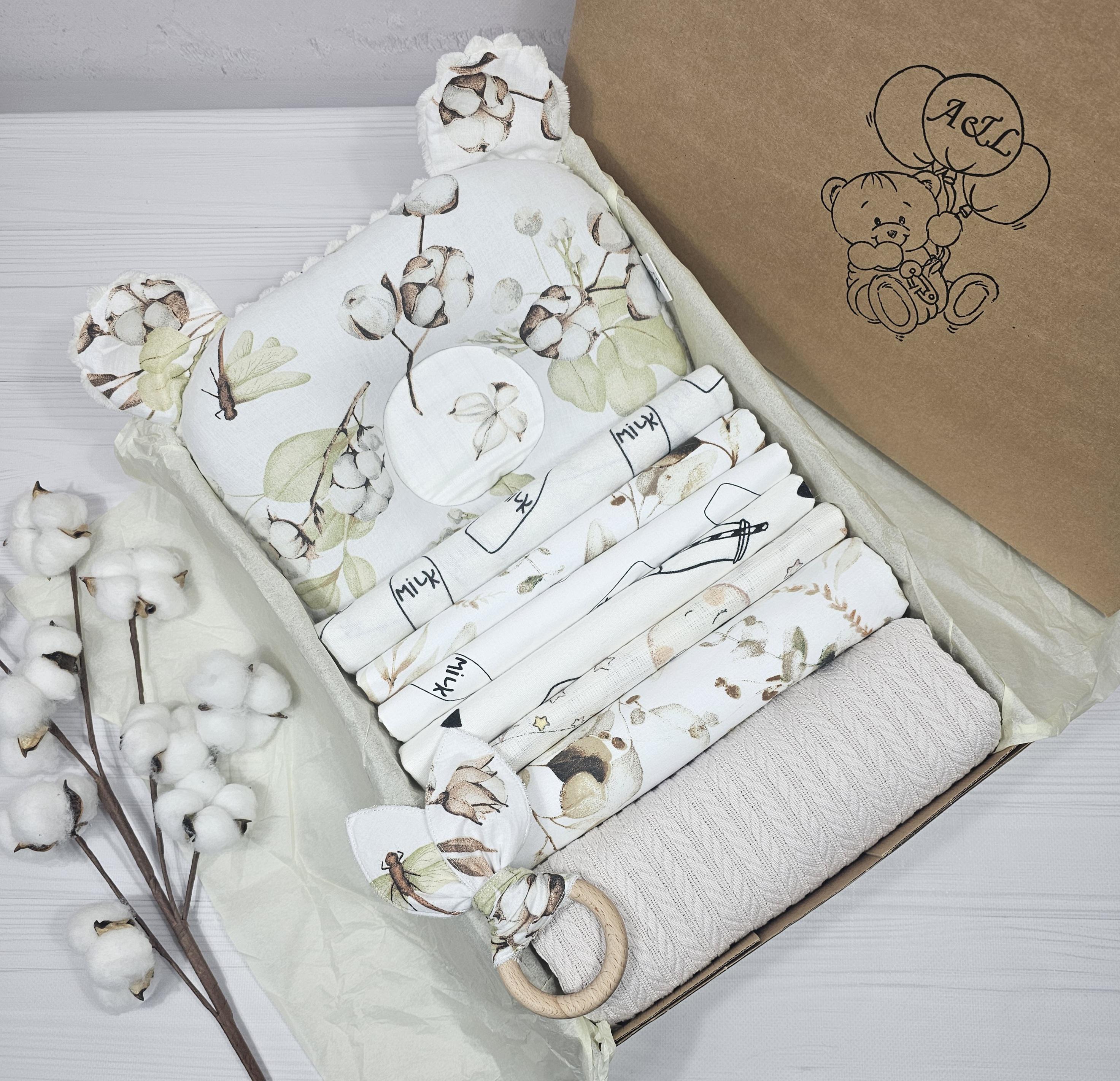 Набор для новорожденного A.L.Babybox хлопок 6 пеленок/подушка/плед (NA 26868177)