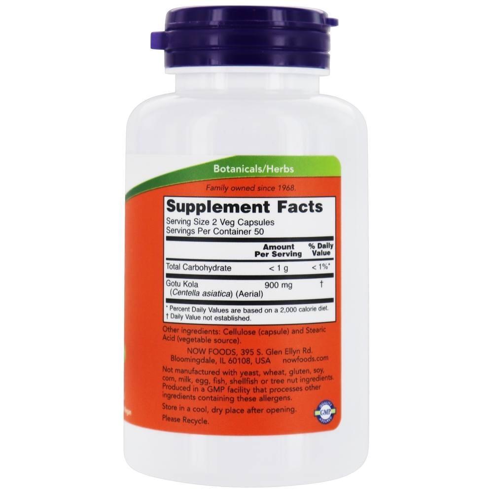 Листя Готу Коли Now Foods Gotu Kola для здоров'я мозку та шкіри 100 капс. 450 мг (1406860020) - фото 3