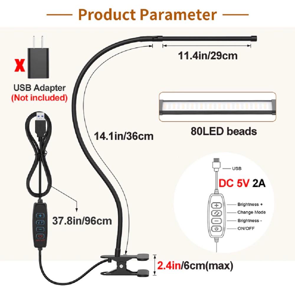 Лампа регульована металева LED USB Срібний (1789016347) - фото 9