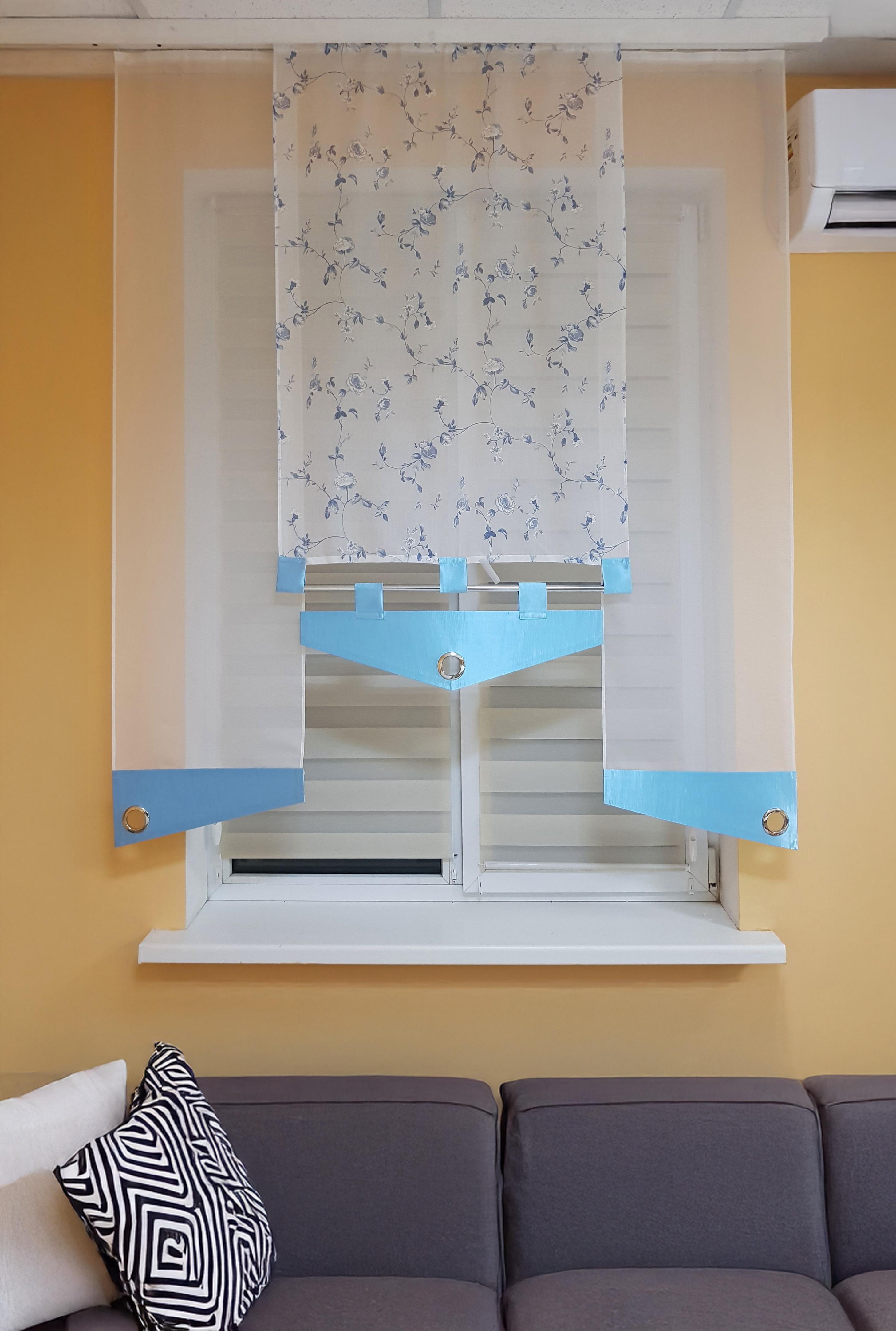 Комплект панельных занавесок Firanka Rose карниз 150 см 3 шт. Голубой (21_1п)