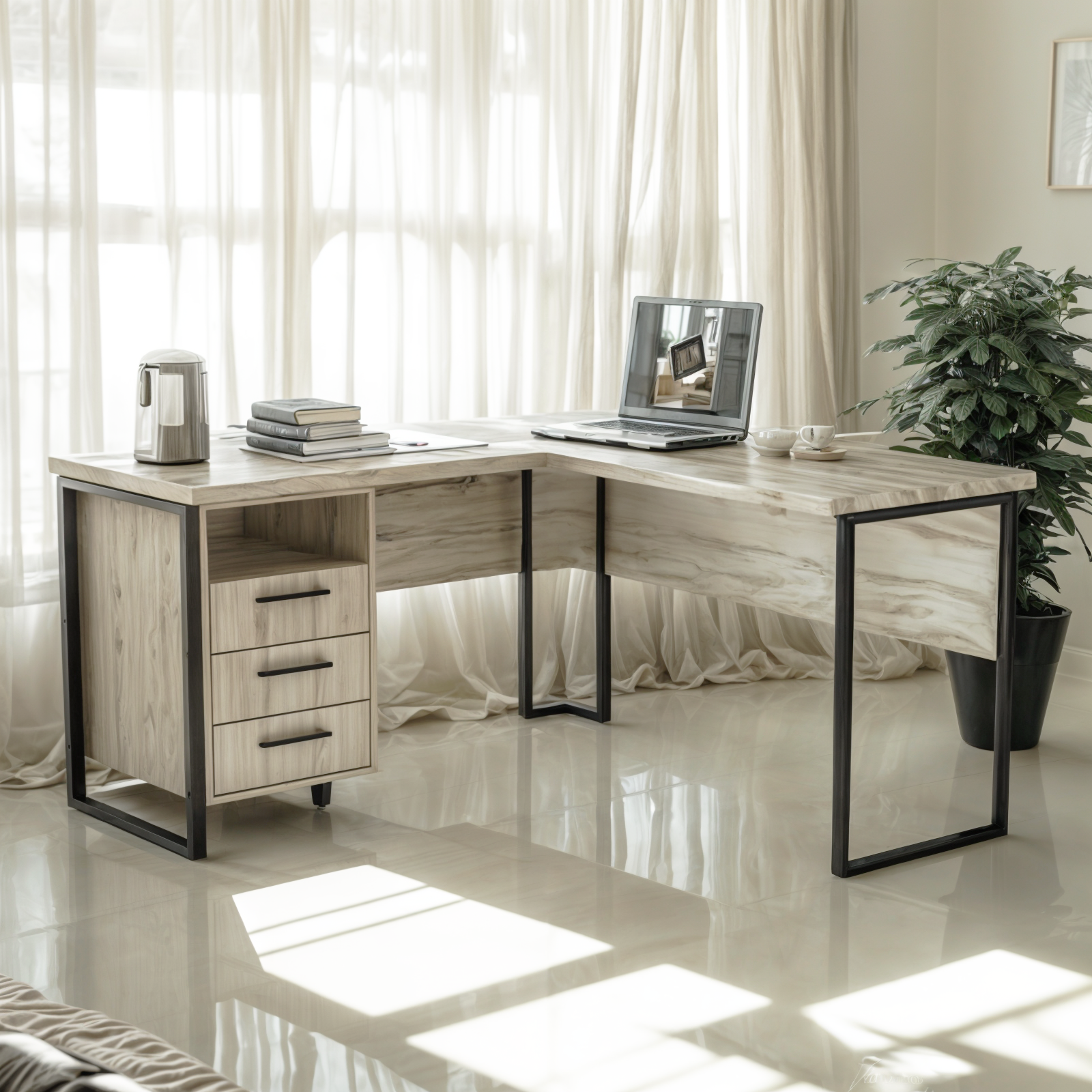 Стіл кутовий офісний Tobi Sho LOFT Iceberg СУЛА/3-1 з 3 шухлядами стільниця 18 мм 1400х1200х750 Дуб крафт білий - фото 1 Стіл кутовий офісний Tobi Sho LOFT Iceberg СУЛА/3-1 з 3 шухлядами стільниця 18 мм 1400х1200х750 Дуб крафт білий - фото 1