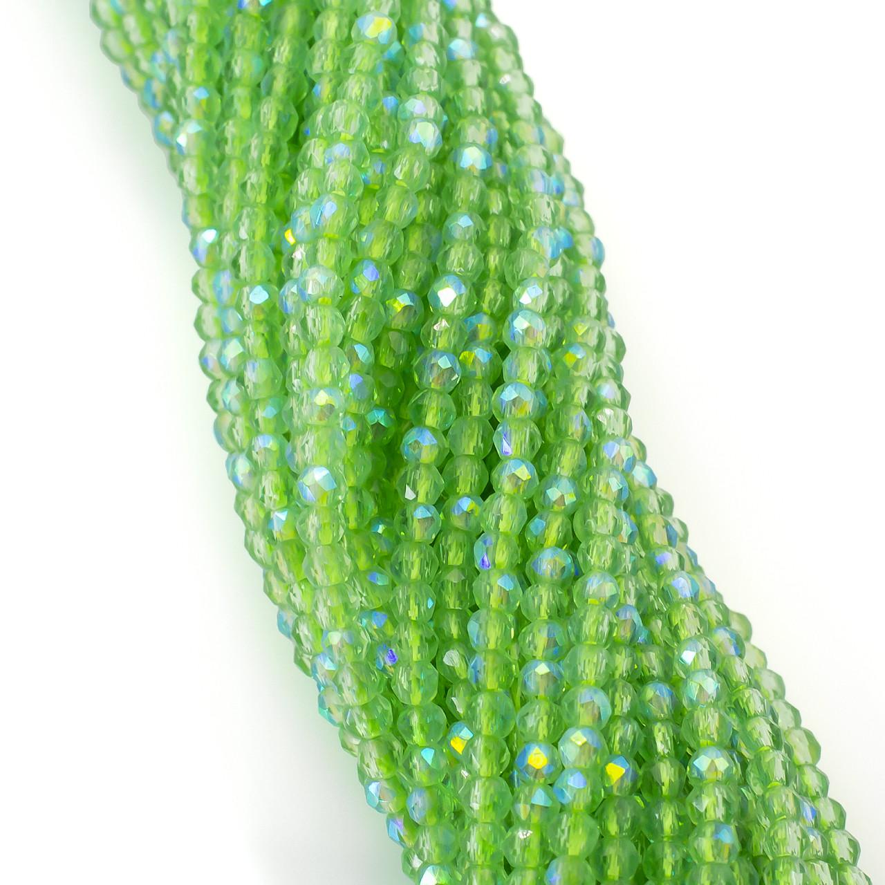 Бусины из шпинели на нитке круглая огранка 37 см 2 мм 200 шт. Радужно-салатовый (БШ2802к61)