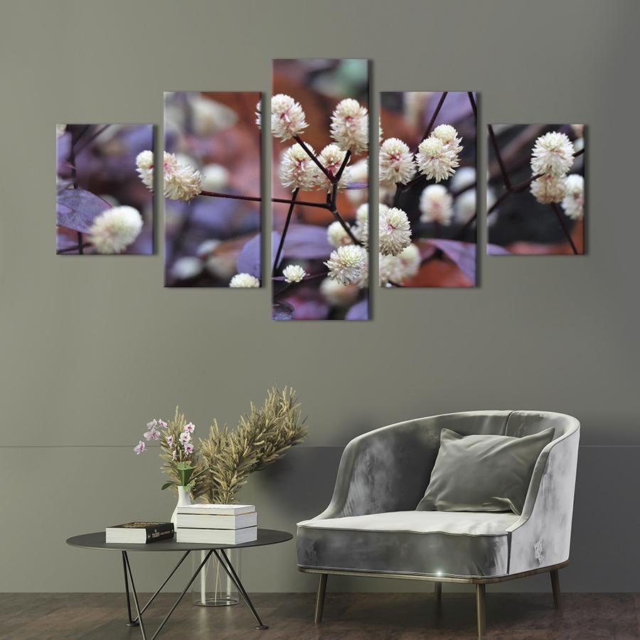 Картина на холсте Ветка с пушистыми цветами белого цвета 187x94 см (870-52)