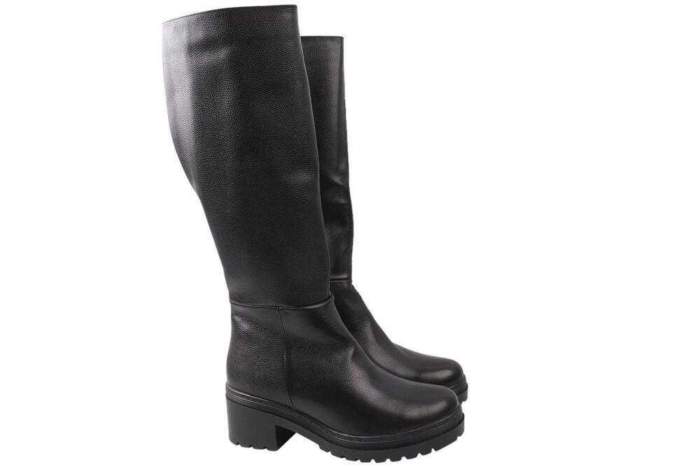 Сапоги женские Grossi из кожи на платформе высокие р. 36 Черный (176-9ZSC)