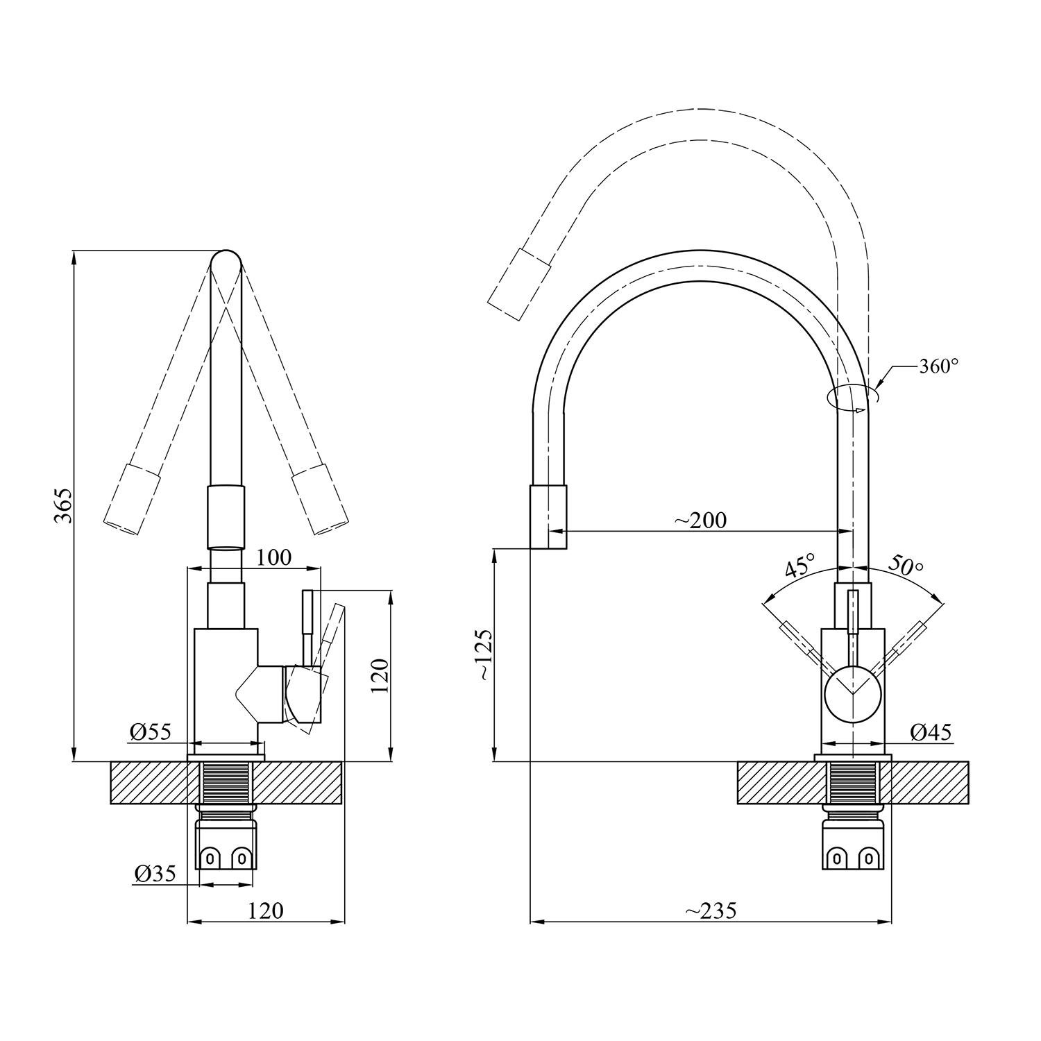 Змішувач для кухні Agua Acero INOX035NS 1 CV023288 з гнучким виливом (37612) - фото 2