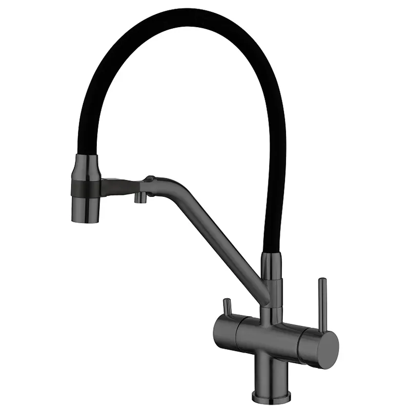 Смеситель для кухни KOER KB-72006-07 с выходом для питьевой воды Графит/Черный (KR3382)