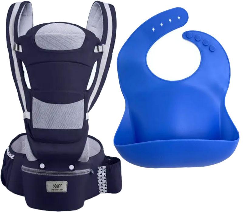 Хіпсіт Baby Carrier 6в1 з силіконовим слинявчиком Темно-синій (n-9944)