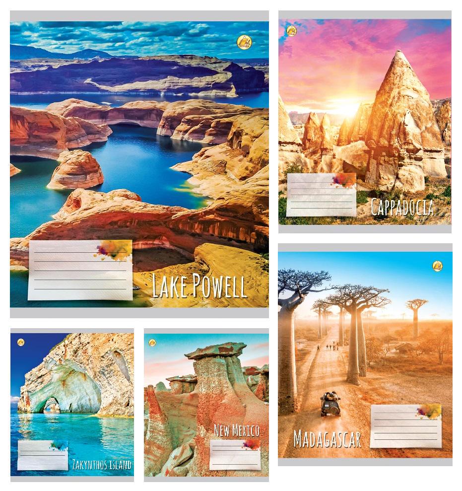 Зошити учнівські Тетрада Ландшафти 24 аркуша лінія 20 шт. в упаковці