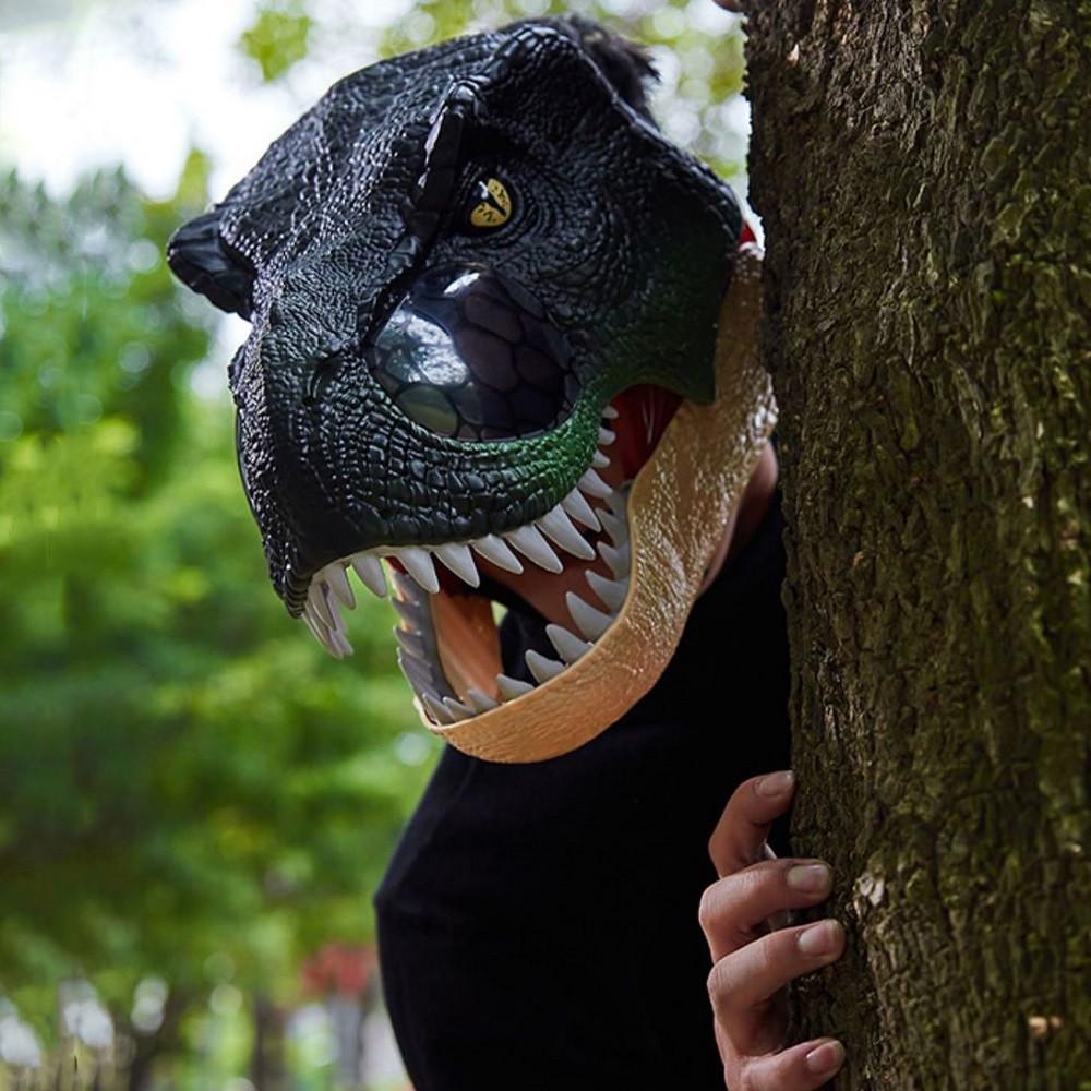 Игрушечная детская маска Голова Динозавра с открывающимся ртом и звуками пластиковая (30569607) - фото 2
