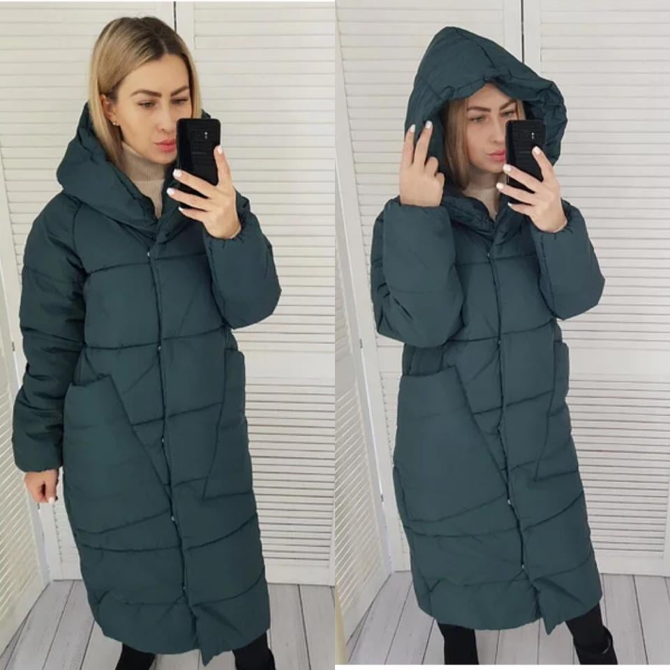 Пуховик об'ємний супер довгий Аiza А500 р. 42-44 Вишневий - фото 7