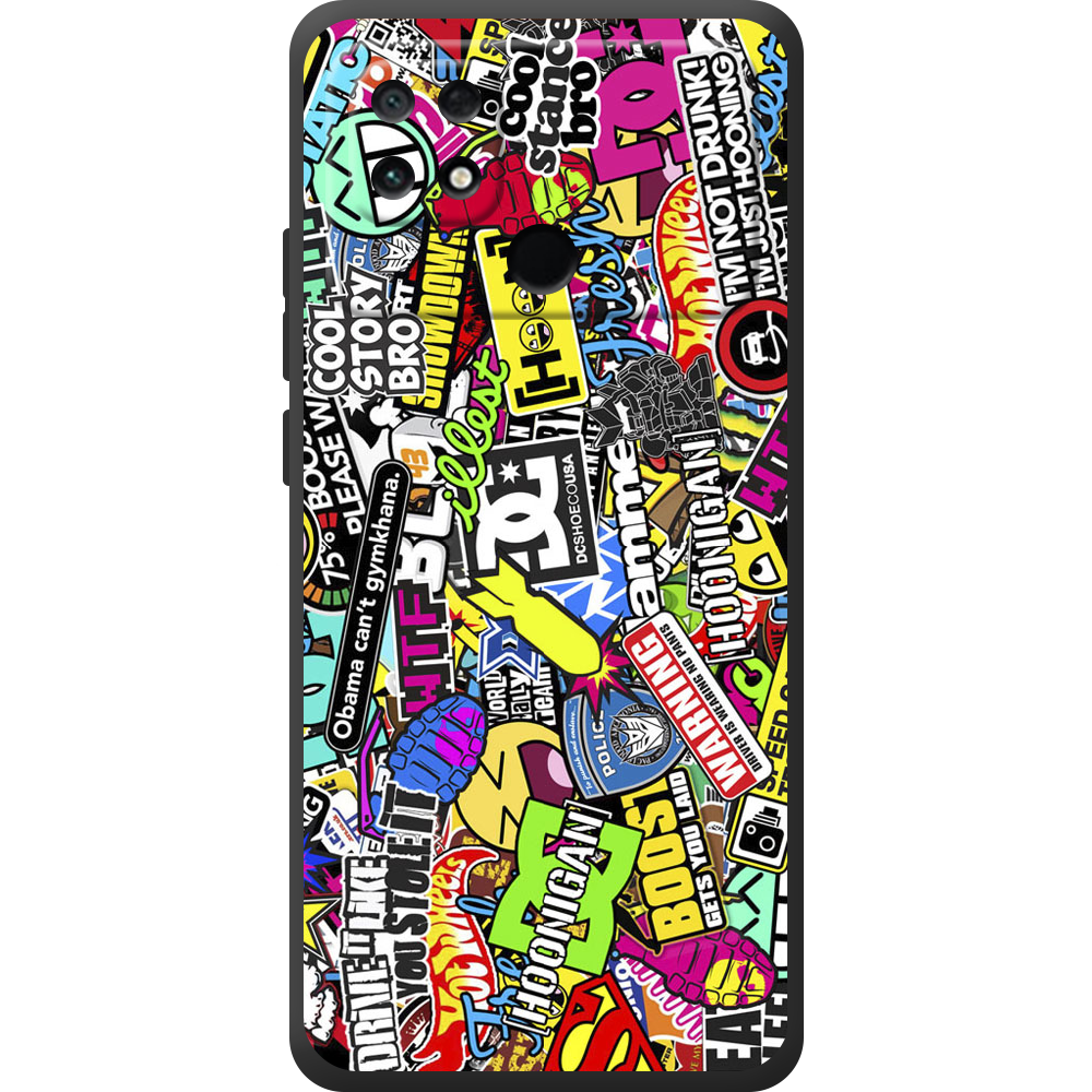 Чехол BoxFace Poco С40 Multicolored Inscriptions Черный силикон (44597-up880-44611)