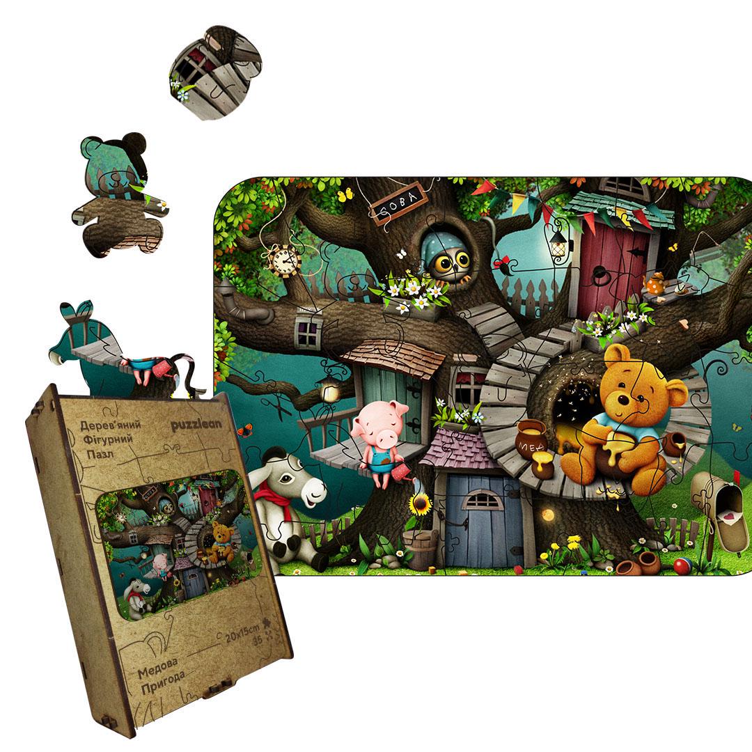 Пазл дерев'яний Медова пригода А1 дерев'яна коробка 500+ ел. (26102186)