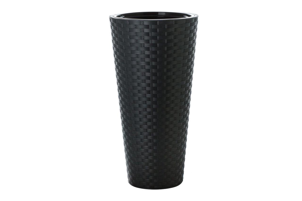 Горщик для квітів Form-Plastic Ротанг круглий 63 л 40х79 см Антрацит