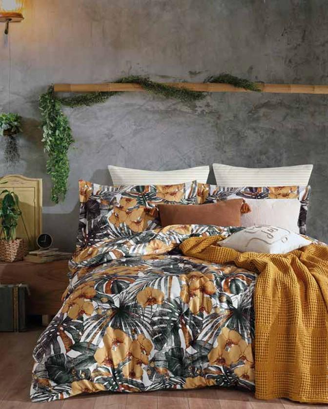 Комплект постельного белья Prima Casa Tropik beyaz сатин евро (2000022283577)