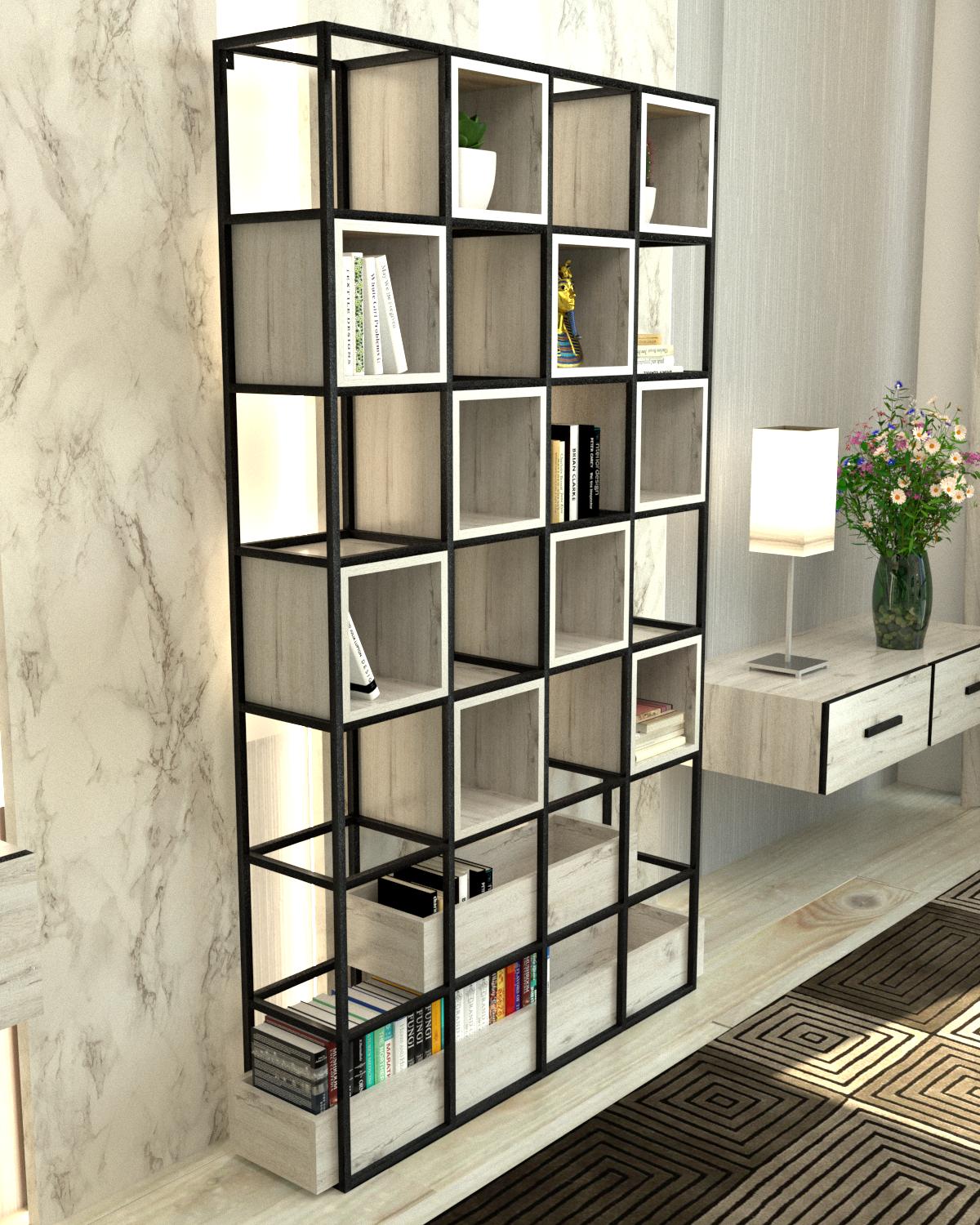 Стеллаж EcoLoft Кубио DSP-1348-2 в стиле лофт Дуб Кортона (31717710)