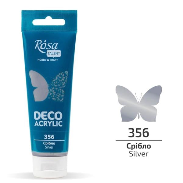 Акрилова фарба для декору ROSA Talent 356 металік 75 мл Срібний (322356) - фото 1