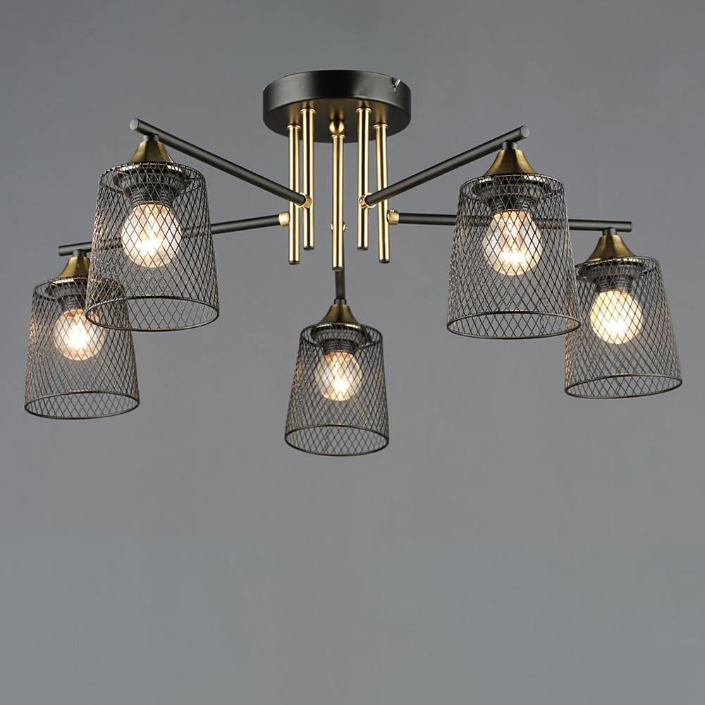 Люстра потолочная Light House SRS-20333/5 BK/COP Черный/Медь