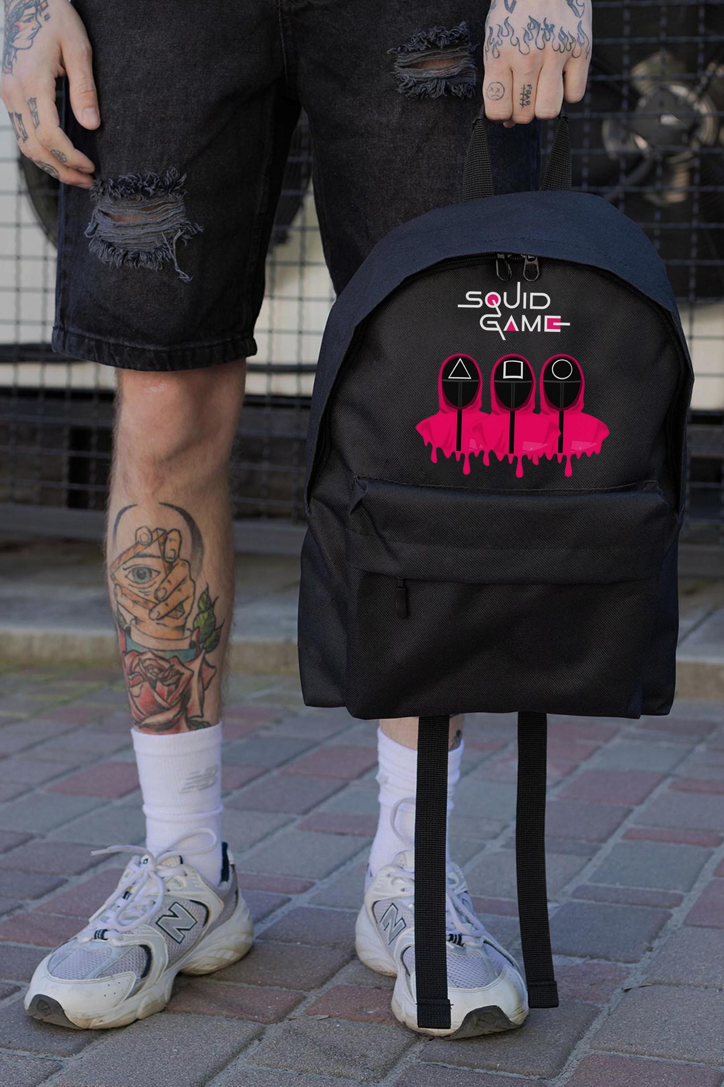 Рюкзак школьный для мальчика Without Compact с принтом Squid Game Black (8055258)