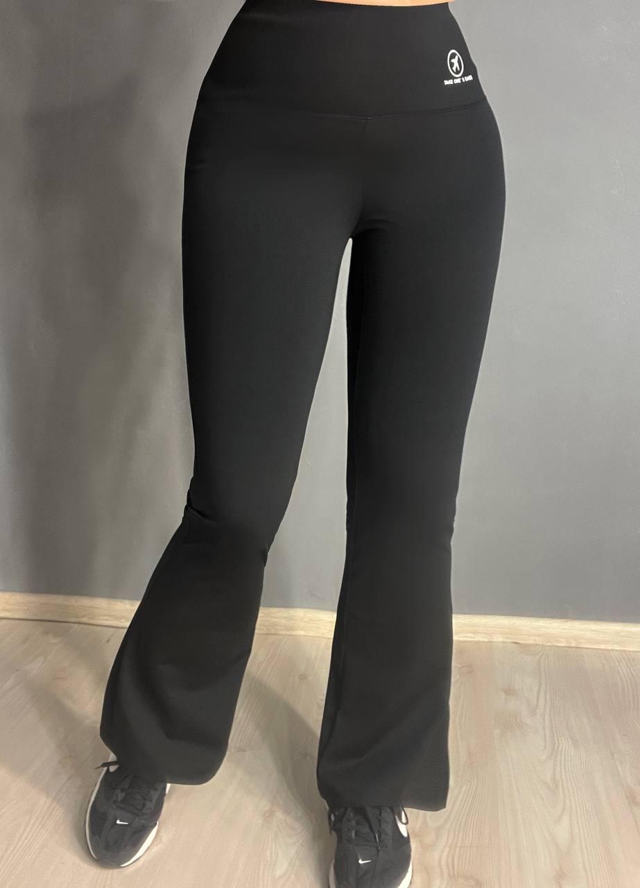 Лосини жіночі Immet 3317 кльош від коліна широкий пояс утяжка висока талія M Чорний (3706) - фото 7 Лосини жіночі Immet 3317 кльош від коліна широкий пояс утяжка висока талія M Чорний (3706) - фото 7