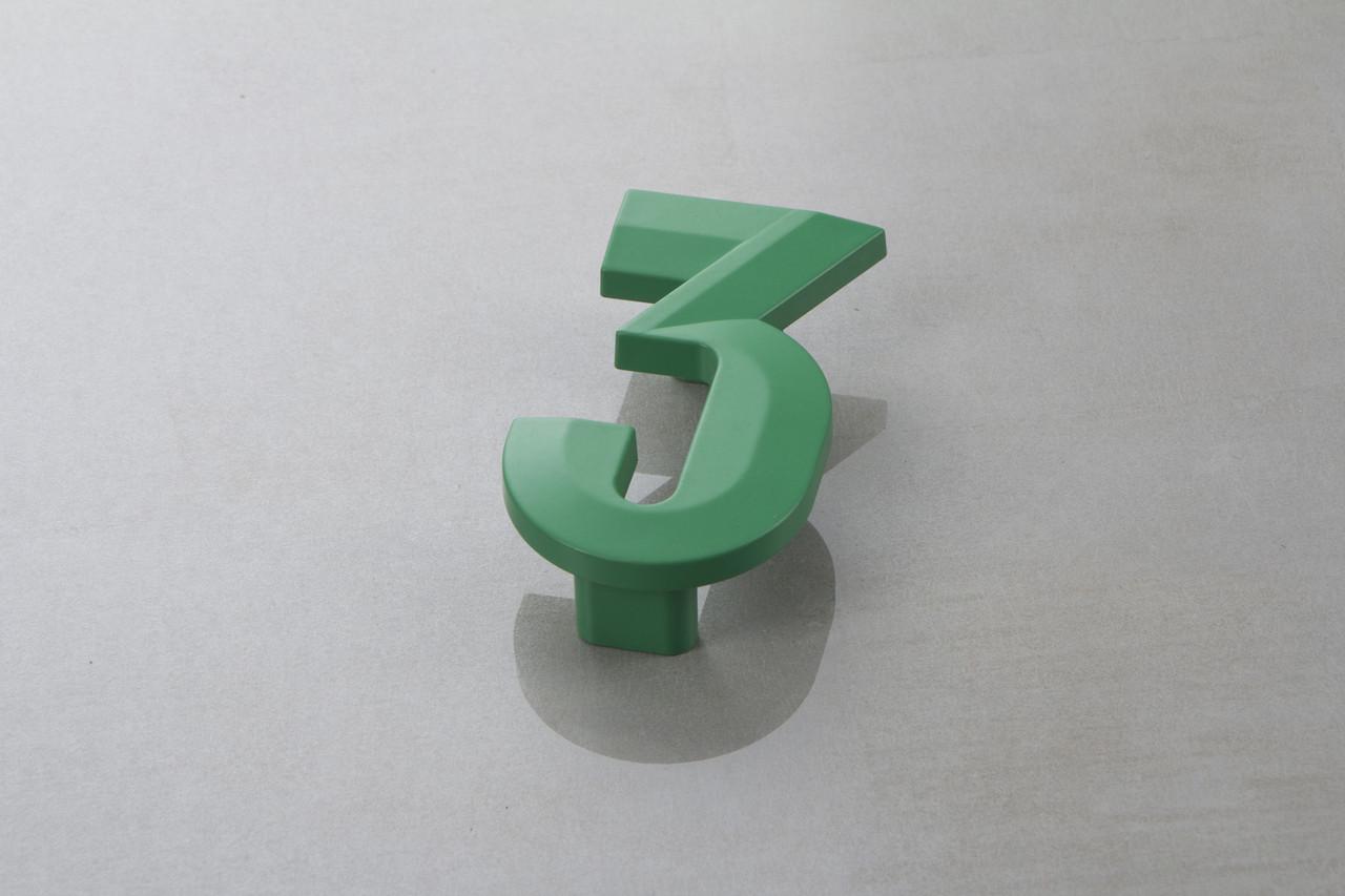 Меблева ручка Poliplast цифра трійка РП-3 Зелений глянцевий (16389) - фото 1