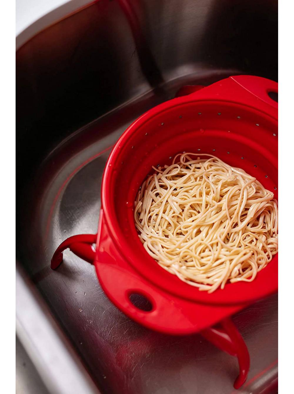 Дуршлаг складной силиконовый Dexas Collapsible Colander на ножках 3800 мл 25 см Красный (10CC1795) - фото 4