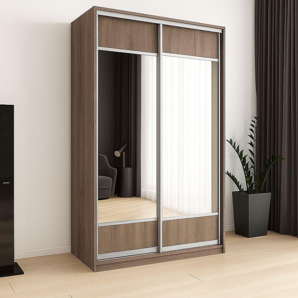 Шкаф купе Мириам комби 3 ДСП/зеркало 1100x2400x600 мм Дуб Сонома/Трюфель (21011)