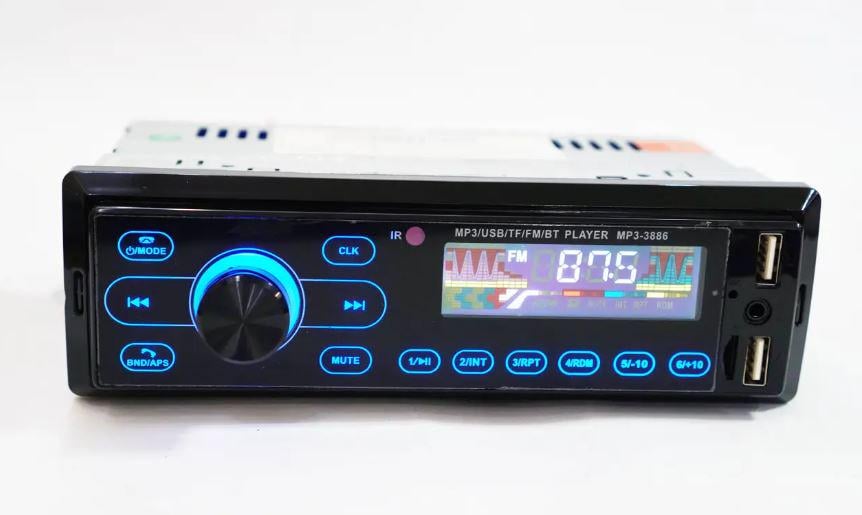 Автомагнитола 1DIN 3886 ISO 2xUSB/Bluetooth/FM/microSD/AUX сенсорная (17420)