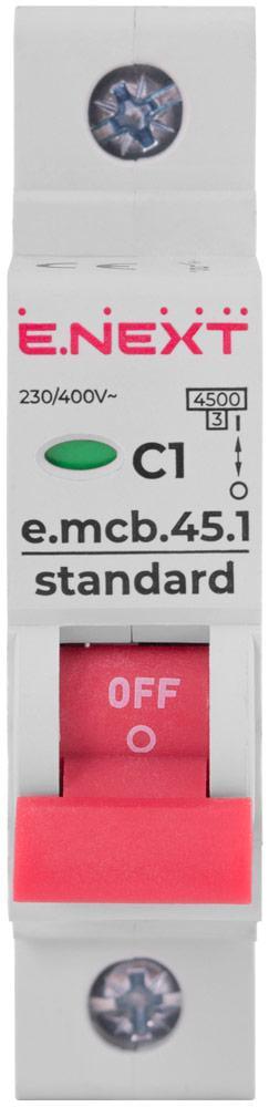 Автоматический выключатель E.NEXT e.mcb.stand.45.1.C1 1р 1А 4,5кА C (s002001) - фото 2