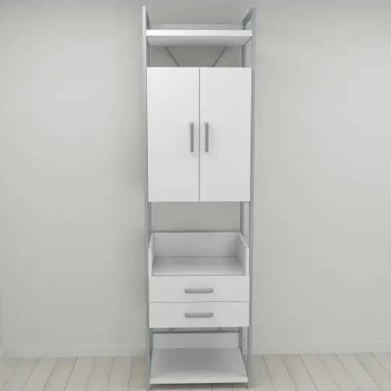 Шкаф Ferrum-decor Гардероб Уни секция 5 серии Конект металл/ДСП 32 мм 220x60x50 см Серый/Белый (FRD-104515)