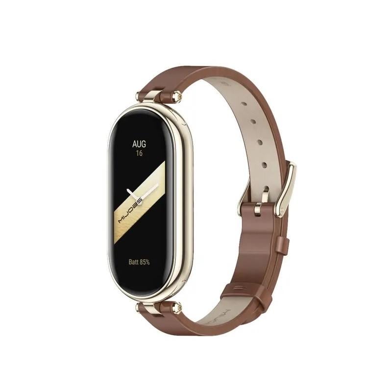 Ремінець для фітнес-браслета Xiaomi Mi Band 3/4 Type A шкіряний Коричневий/Золотий (2151825264)