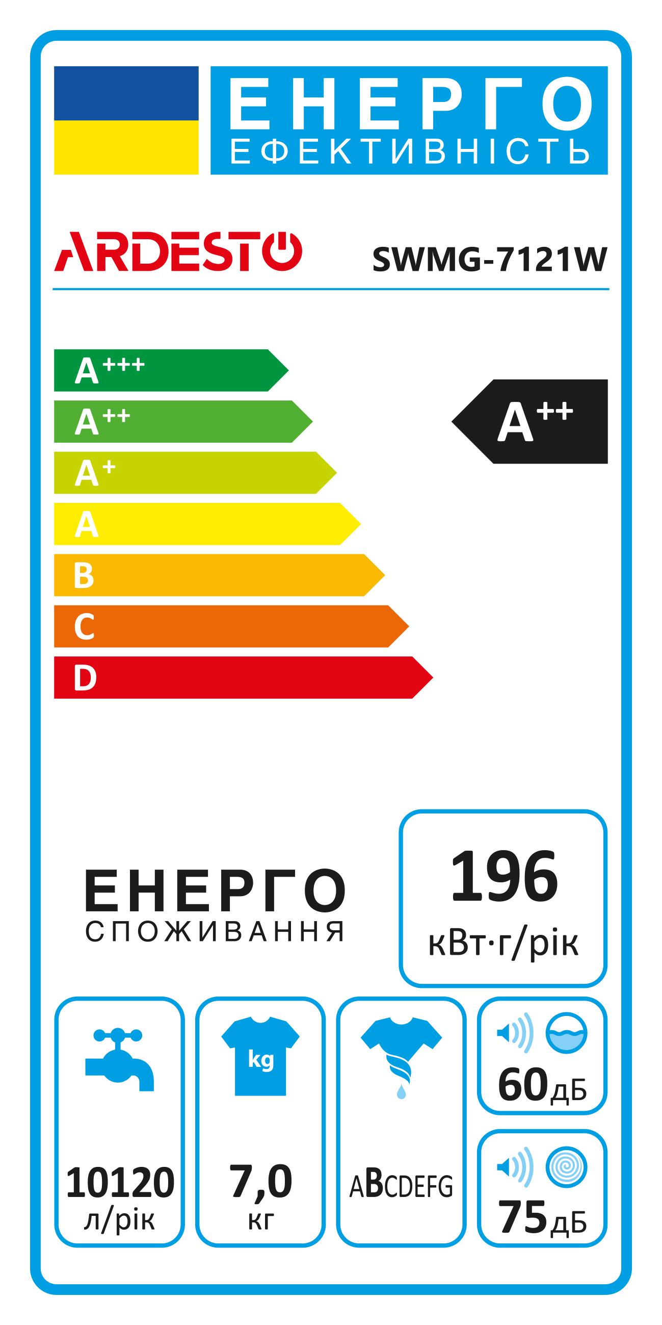 Пральна машинка Ardesto SWMG-7121W Білий - фото 7