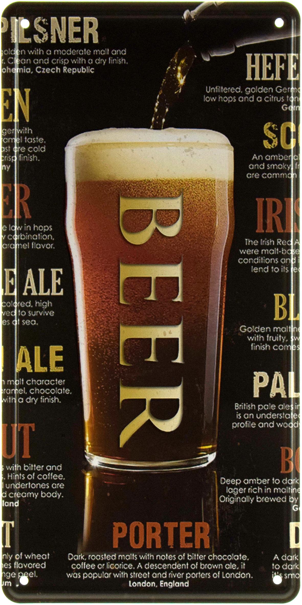 Табличка металлическая Пиво Портер/Beer Porter 15x30 см Табличка металлическая Пиво Портер/Beer Porter 15x30 см