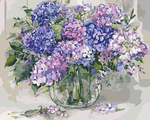 Картина по номерам Идейка Цветы Шикарная гортензия 40х50 см в термопакете (KHO2938)