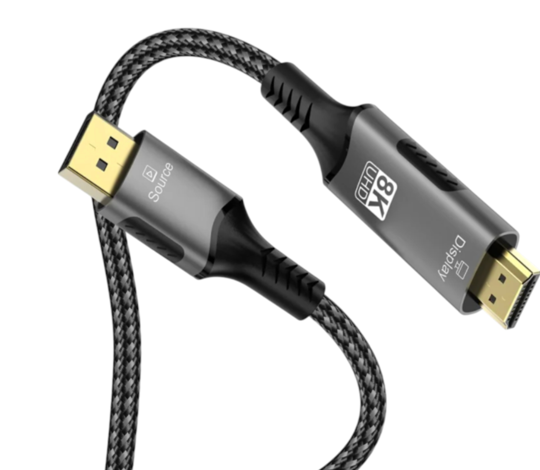 Кабель цифровой I-Taki 32,4 Гбит/с DisplayPort 1.4-HDMI 2.1 144 МГц для ПК и игровых систем 3 м (000050239)