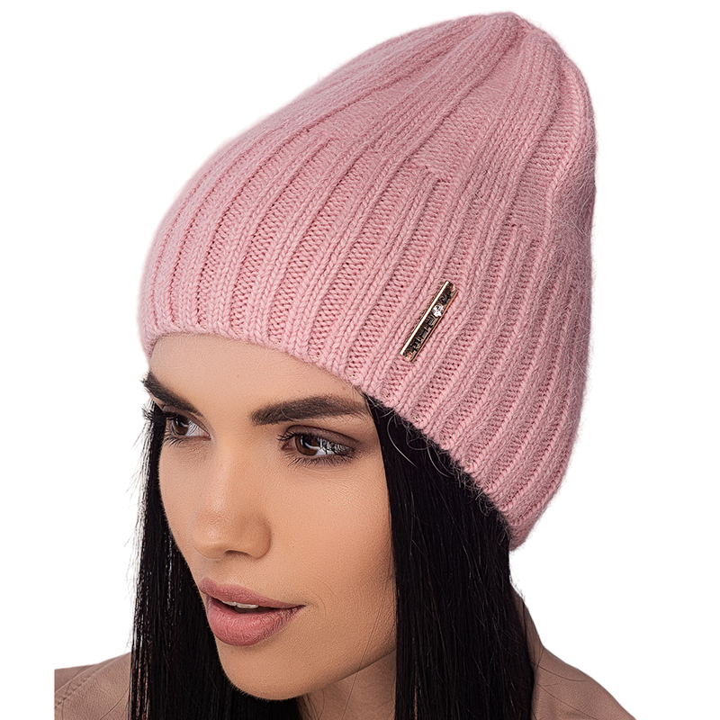 Шапка женская ангоровая Leks МАЛЬТА удлиненная утепленная флисом One size Розовый рассвет (121354)