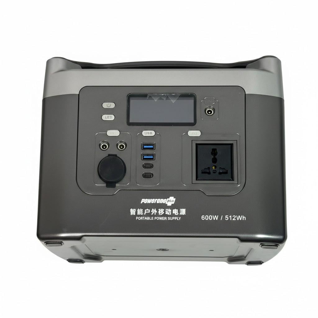 Зарядная станция 600W 512Wh с поддержкой зарядки от солнечной панели с розеткой и фонариком (RMP-600W)