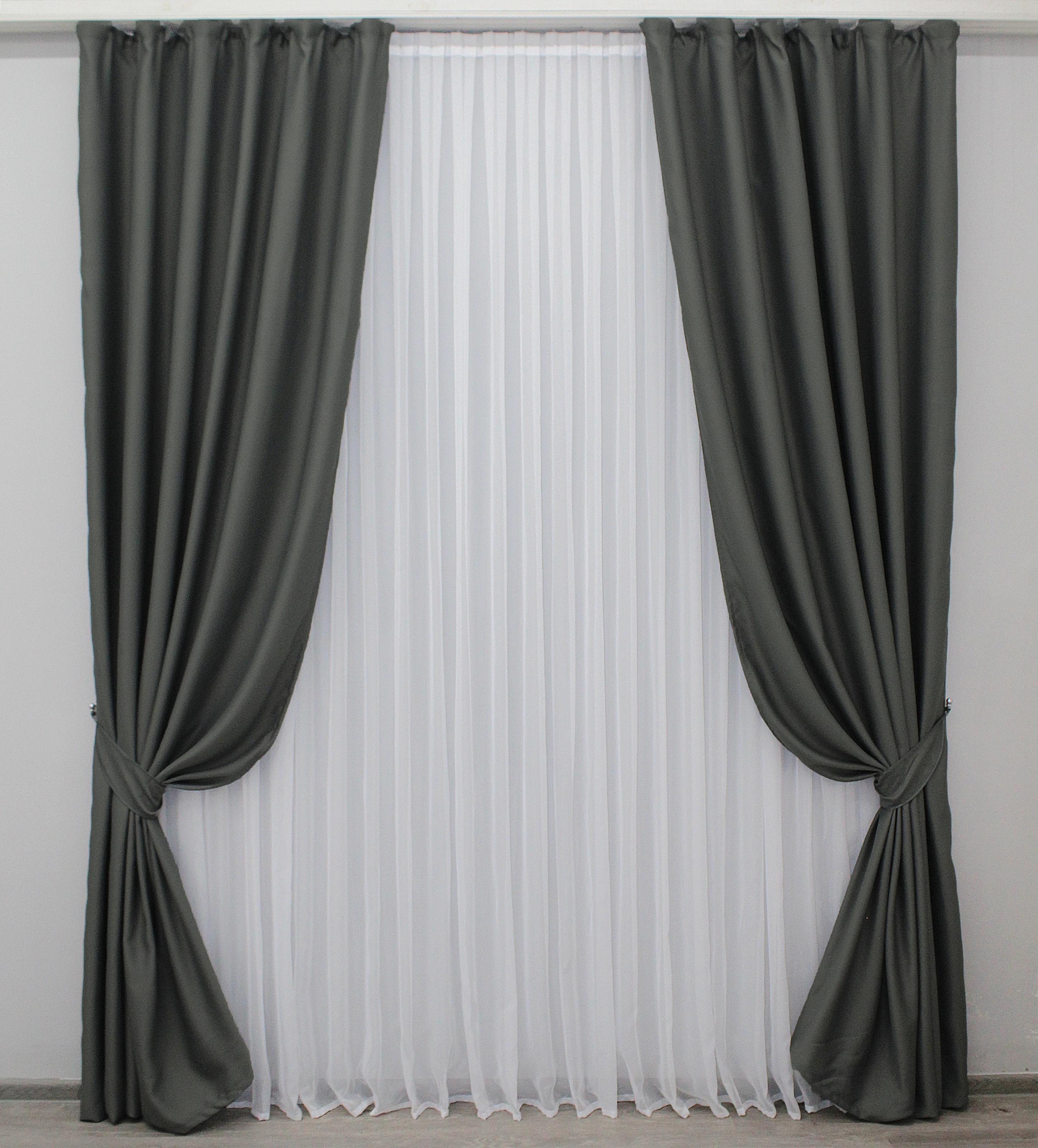 Комплект штор VR-Textil Bruno XO № 1117ш 100х270 см 2 шт. Темно-серый (31-416)