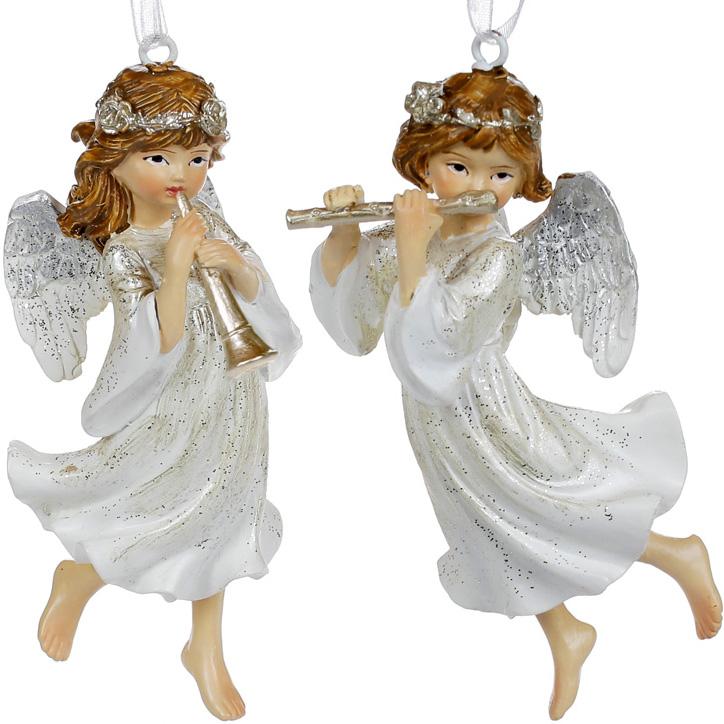 Набор подвесных фигурок Ангел с флейтой 10,5 см 6 шт. Шампань (BD-707-759)