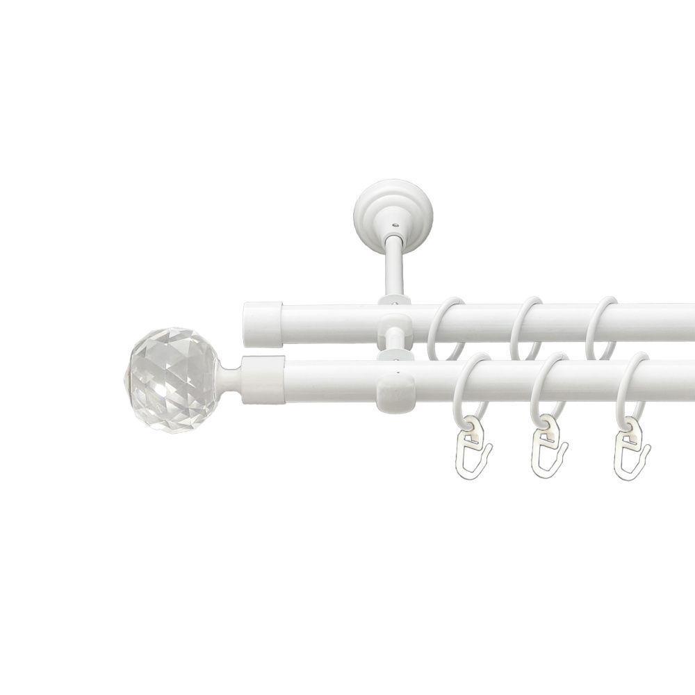 Карниз Orvit Люміера металевий дворядний відкритий гладка труба кільце металеве 19/19 мм 240 см Арктіс (00-00021275)