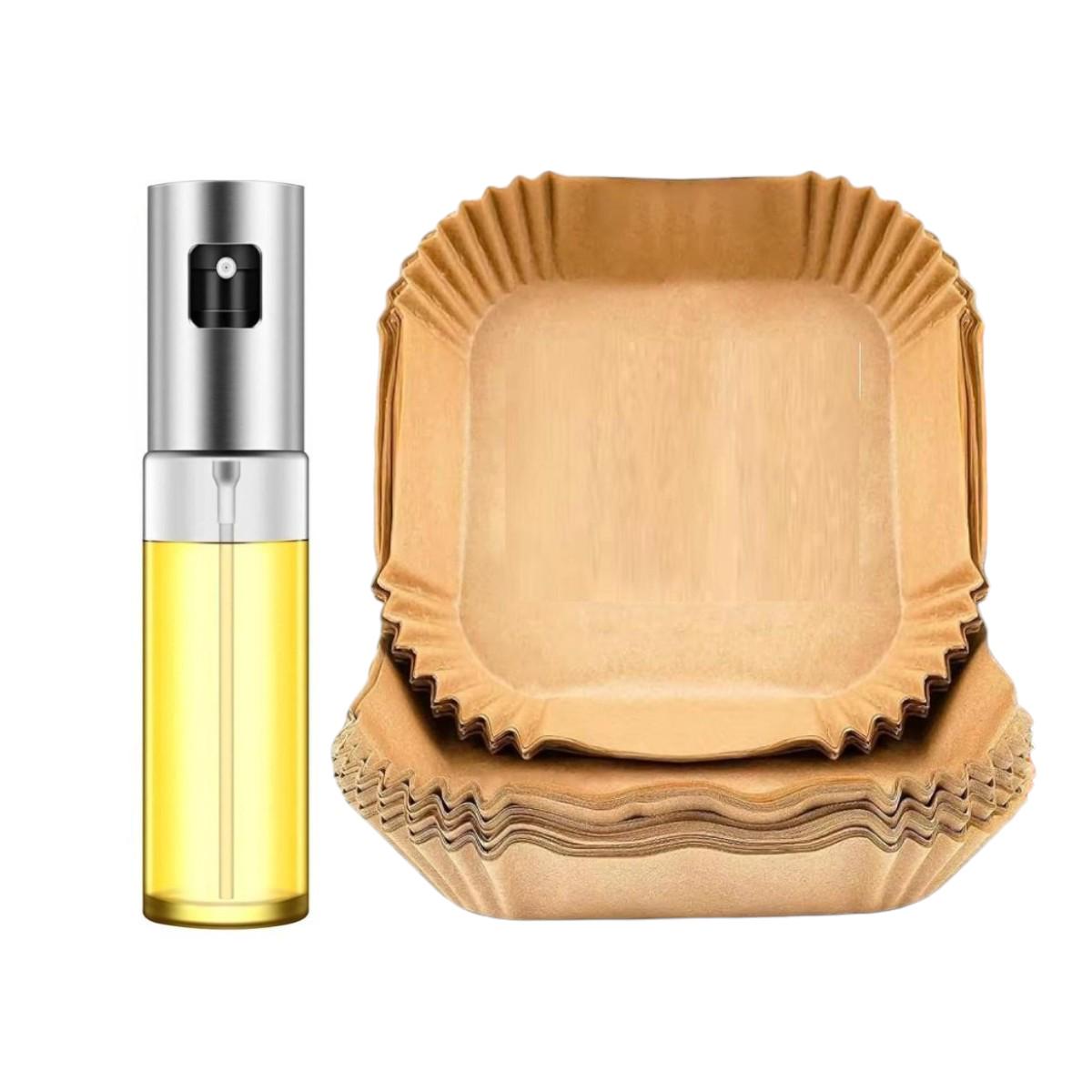 Форма пергаментная для аэрогриля мультипечи Kraft квадратная и распылитель для масла 50 шт. 20х4,5 см