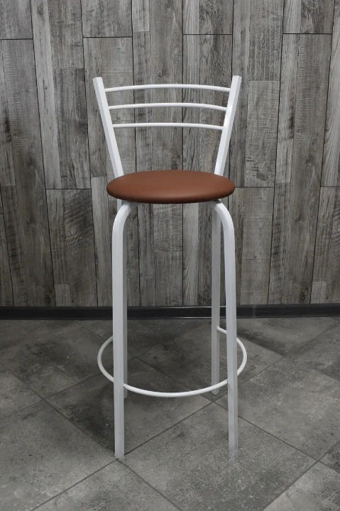 Стілець барний металевий 35х107 см Коричневий/Білий (2491279971)