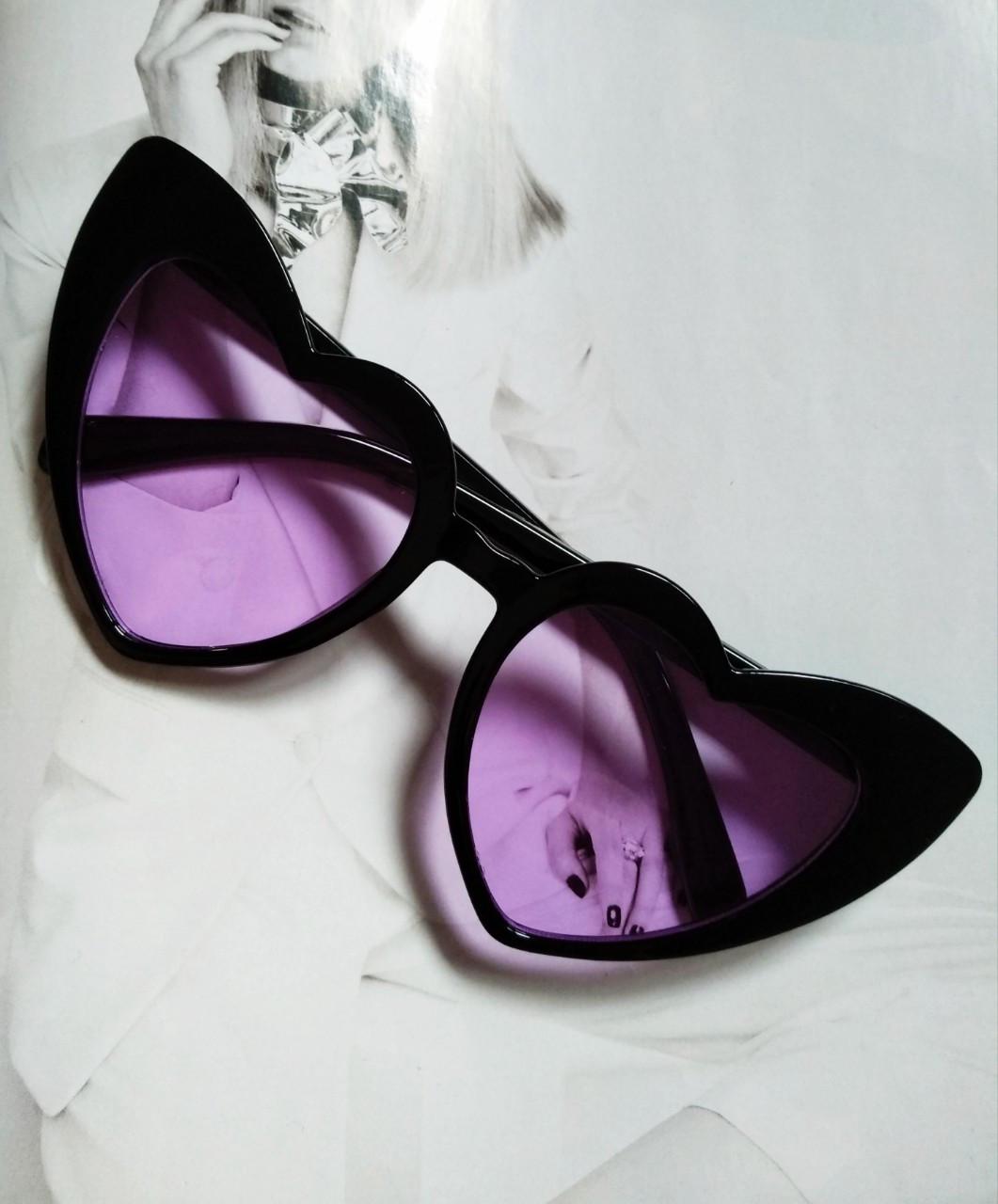 Очки женские солнцезащитные в форме сердца Черный/Сиреневый