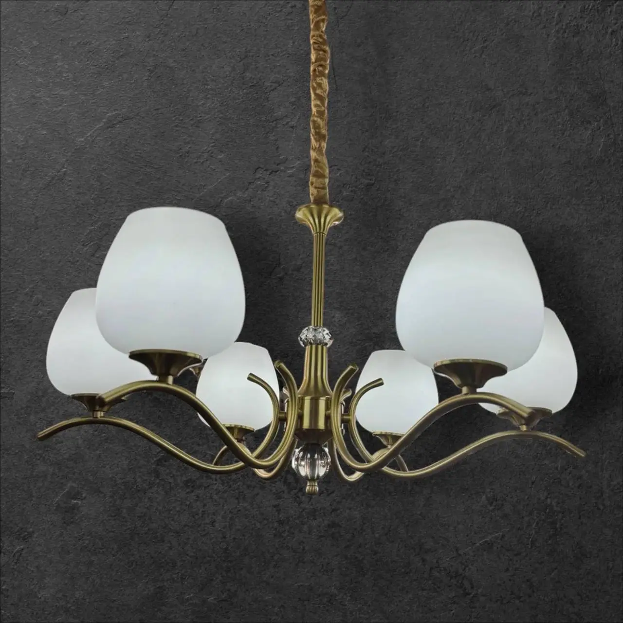 Люстра светодиодная Тюльпан 5034 6 плафонов Золотистый - фото 2