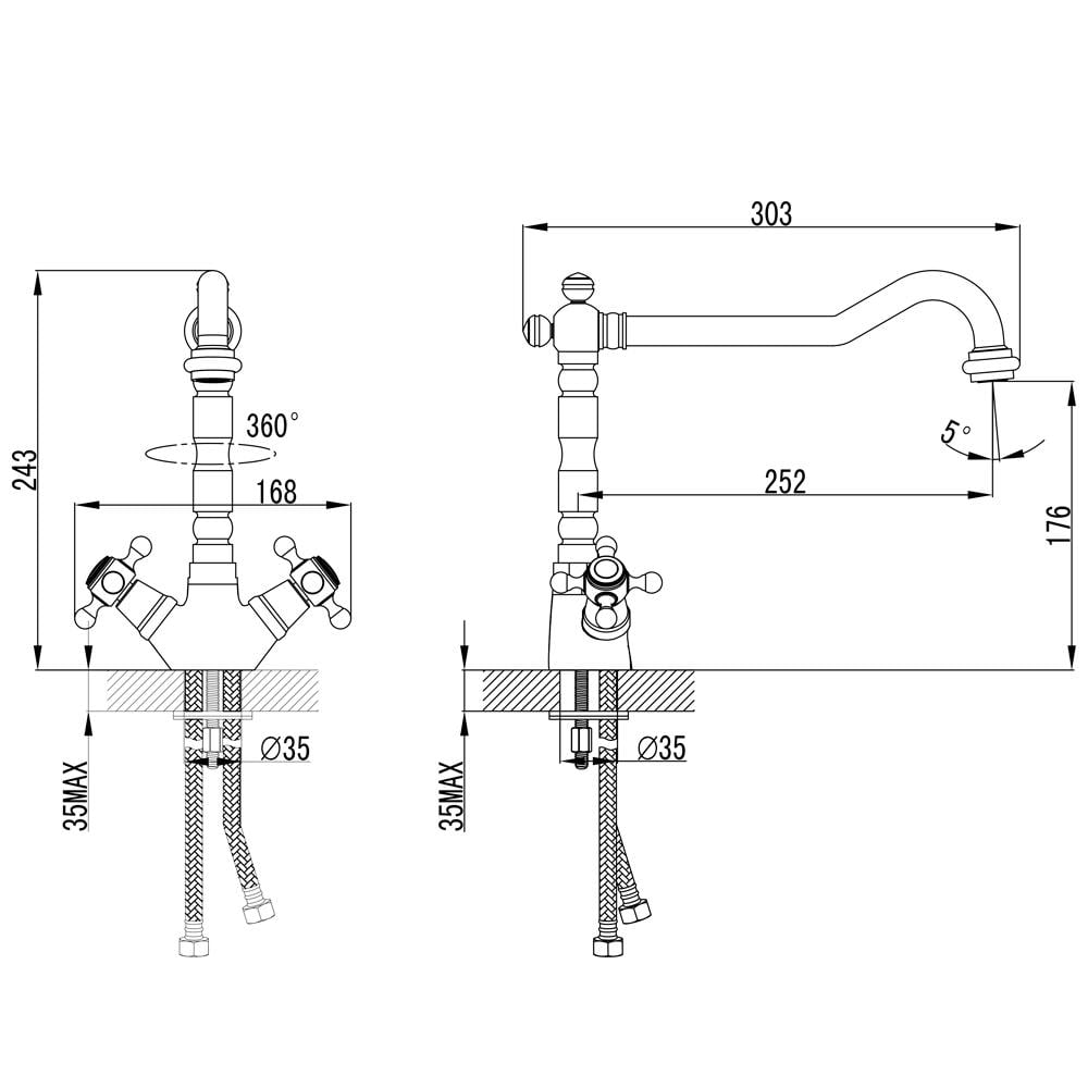 Смеситель для кухни Corso Brenta FE-5B252K (38535) - фото 2