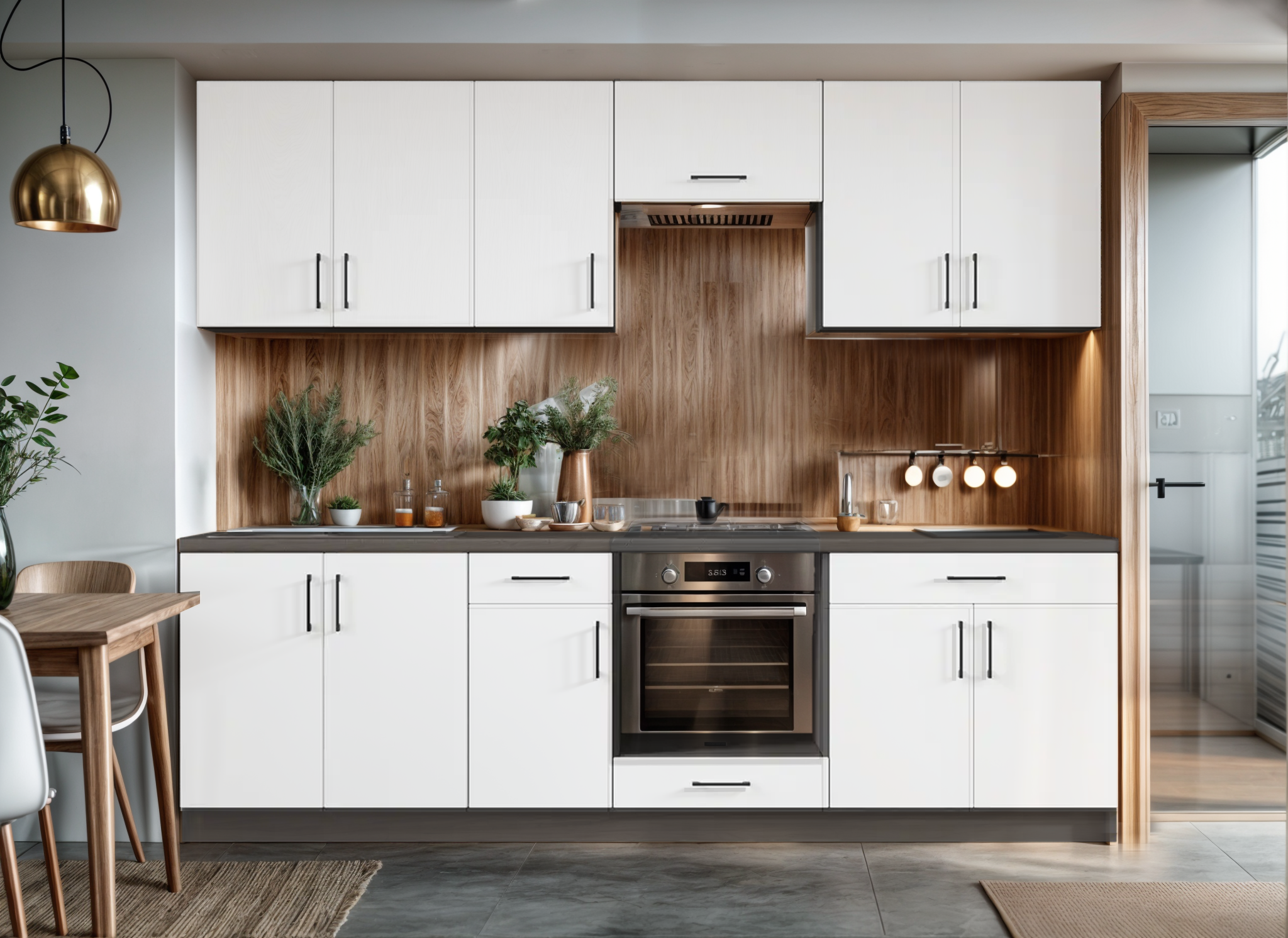 Кухонный набор Tobi Sho Optima -К6 2,6 м со столешницей Белый/Белый корпус Антрацитовый