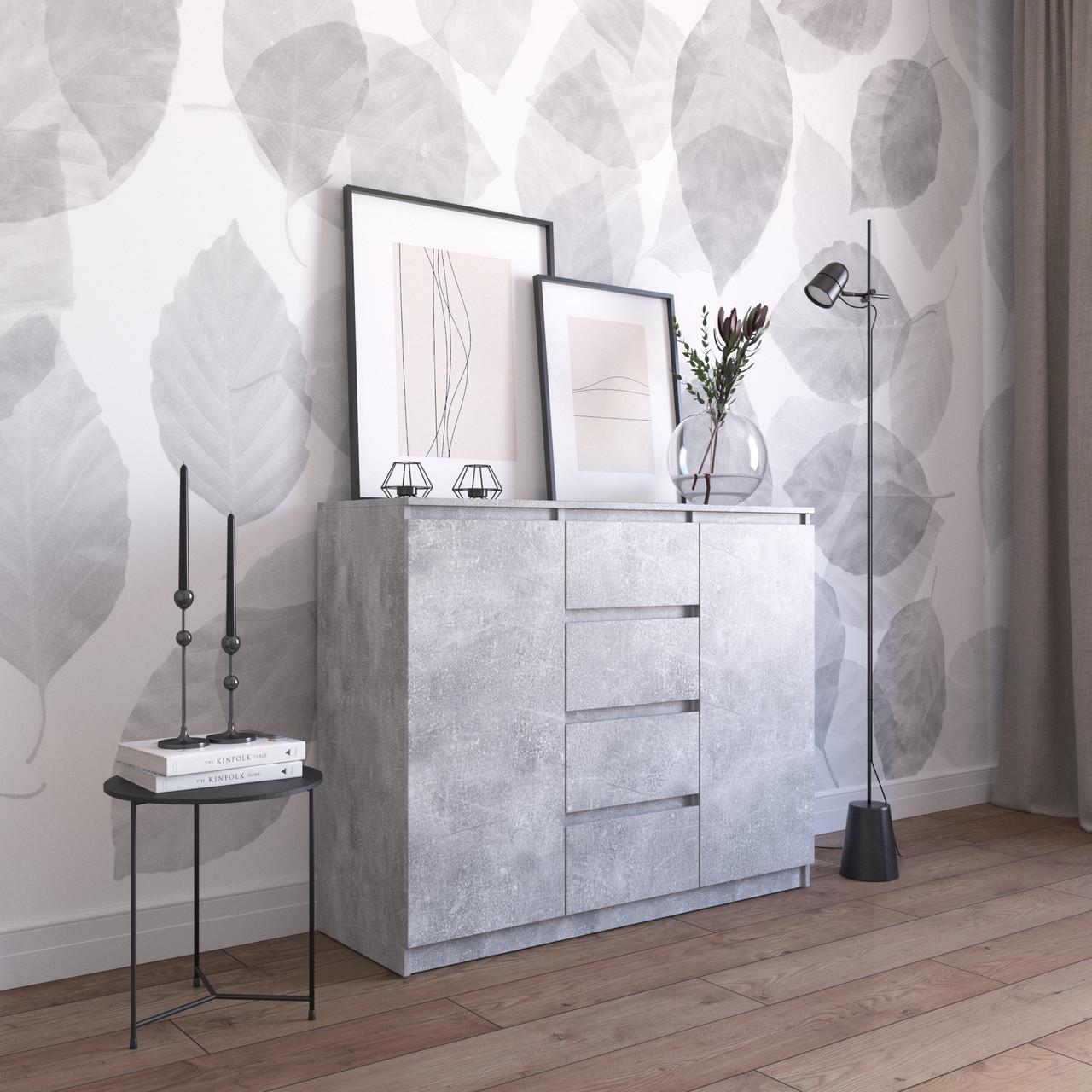 Комод з шухлядами та відділеннями з полицями Вайс R-11 120х40х98 см Бетон (30302629) - фото 1 Комод з шухлядами та відділеннями з полицями Вайс R-11 120х40х98 см Бетон (30302629) - фото 1